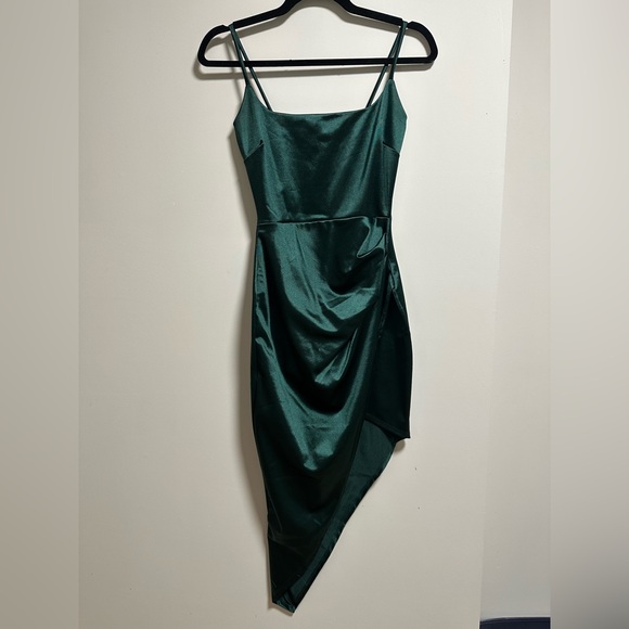 Windsor Dresses & Skirts - Windsor Asymmetrical Green Satin Dress